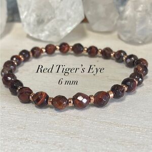 Red Tiger’s Eye Faceted Gemstone Stretch Bracelet